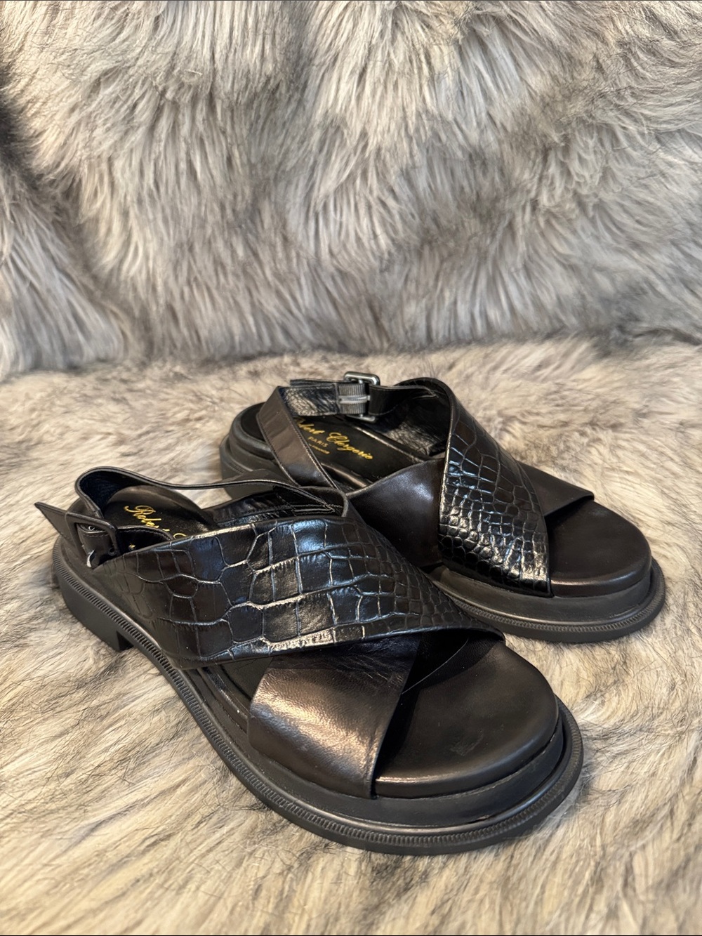 Robert Clergerie Black Leather Slingback Sandals Size 38 - Picture 9 of 9